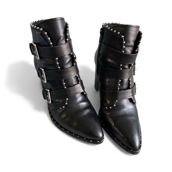 Steve Madden Black Studded Moto Ankle Boots Women’s Size 8 - Picture 4 of 9